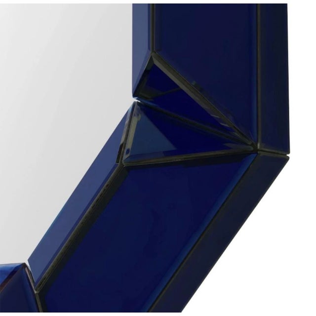 Villa & House Villa & House - Romano Hollywood Regency Sapphire Blue Beveled Wall Mirror For Sale - Image 4 of 9