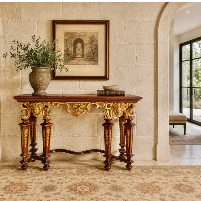 Italian Baroque Revival Giltwood and Oak Console Table, 18th Century and Earlier For Sale - Image 13 of 13