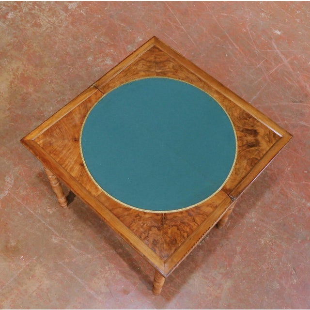 French 19th Century French Louis-Philippe Burl Walnut and Felt Folding Game Table For Sale - Image 3 of 11