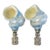 Fiji Shell Lamp Finials, Pearl Finish Blue and Silver Leaf Swirls, Coastal Decor, Pair For Sale