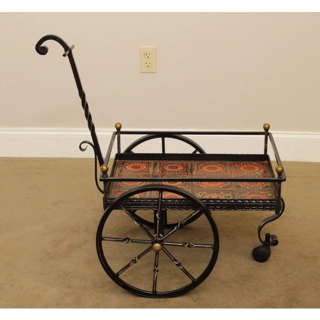 Custom Forged Iron Cart with Art Tiles For Sale In Philadelphia - Image 6 of 13