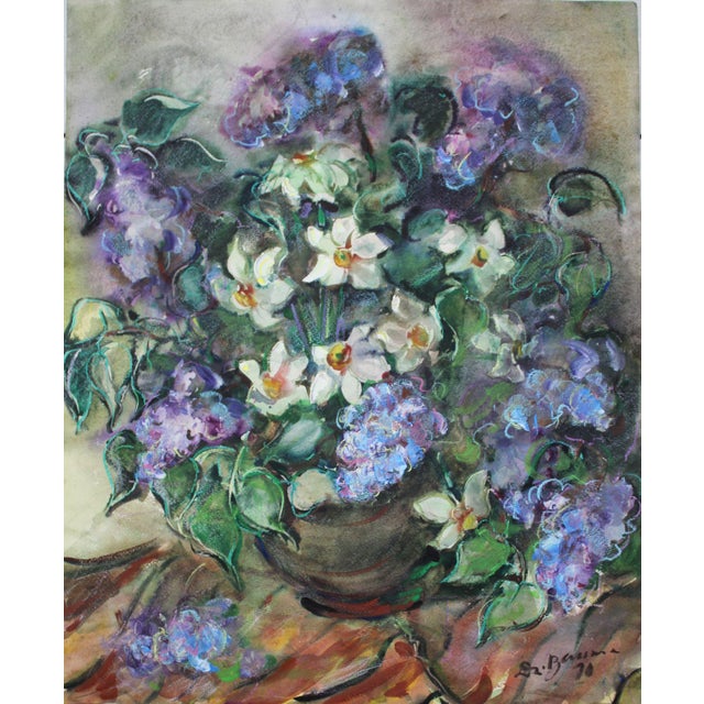 Dzidra Bauma, Spring Flowers, 1990, Watercolor For Sale - Image 6 of 6
