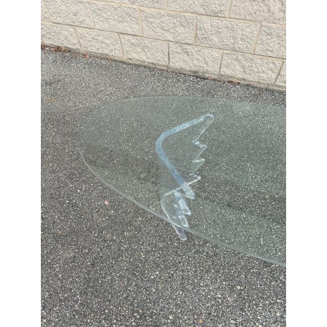 Transparent 1980s Vintage Lucite and Glass Top Coffee Table For Sale - Image 8 of 9