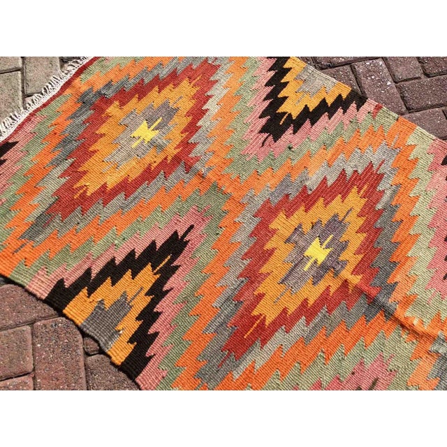 1960s 1960' S Bohemian - Turkish Kilim Runner - 36" X 85" For Sale - Image 5 of 9
