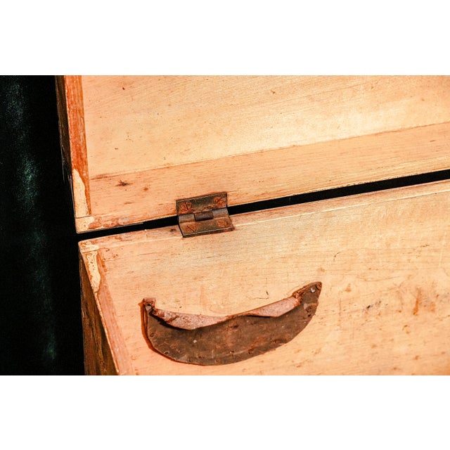 Rustic Hand Painted Antique Country Wood Box Storage Chest Trunk Home Decor Farmhouse Style For Sale - Image 9 of 12