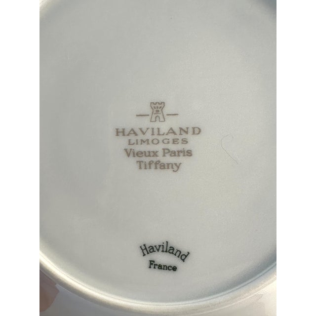 Ceramic 1960s Haviland Vieux Paris Green 12-Piece Porcelain Set – Teacup Dessert Set, Tiffany & Co. For Sale - Image 7 of 8