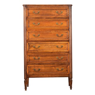 French 19th Century Walnut Tall Chest of Drawers For Sale