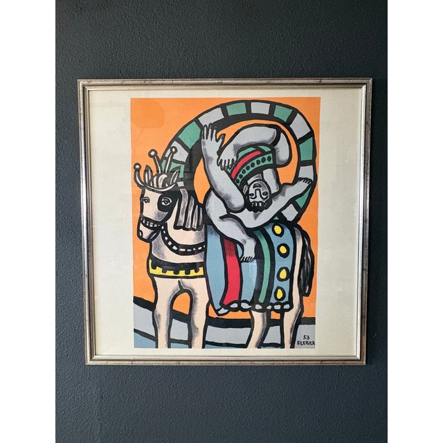 Fernand Leger Framed Silk Scarf, Titled "L Acrobate Et Le Cheval For Sale In Dallas - Image 6 of 9