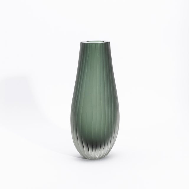 Hand-Blown Murano Supreme Vase in Eucalyptus Green For Sale - Image 4 of 12