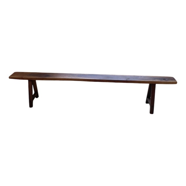 Vintage Walnut Bench, 1950s For Sale