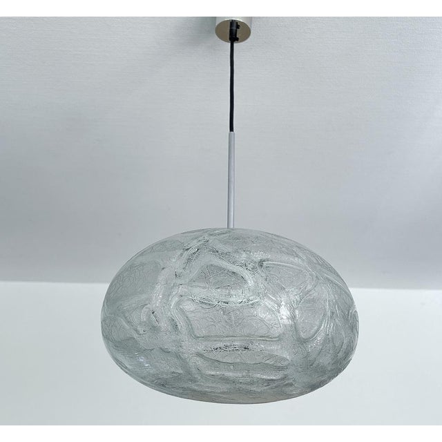 Silver Vintage Murano Glass Pendant Light from Doria, 1970s For Sale - Image 8 of 17