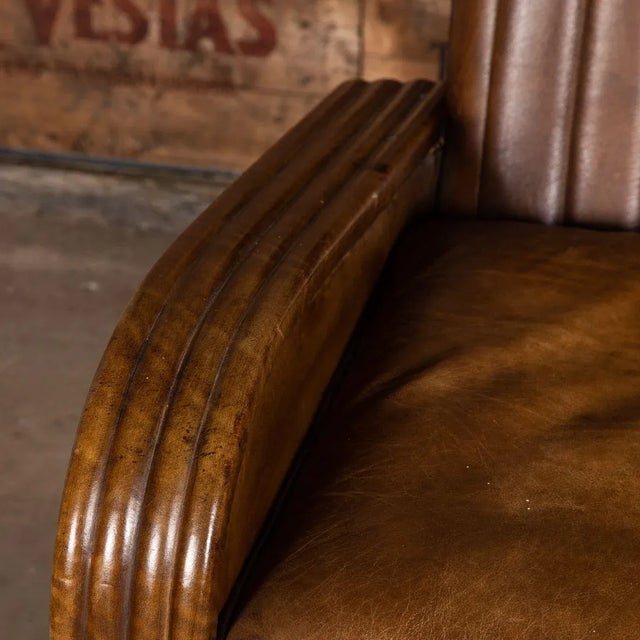 Animal Skin Art Deco Leather Tub Chairs & Sofa, 1920s, Set of 3 For Sale - Image 7 of 13