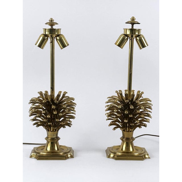Gold Large Brass Pine Cone Table Lamps from Feese, Germany, 1980s, Set of 2 For Sale - Image 8 of 18