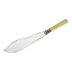 Antique Cake or Fish Knife Server With Engraved Blade Ornate Carved Silver Plated Plate Food Blogger Styling Wedding Fancy French Faux Ivory