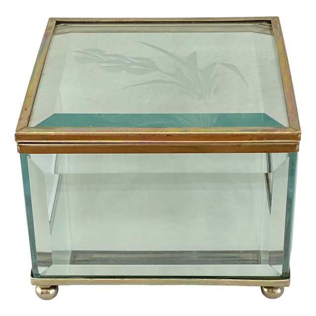 Italian Art Deco Beveled Glass Box, Italy, 1930 For Sale