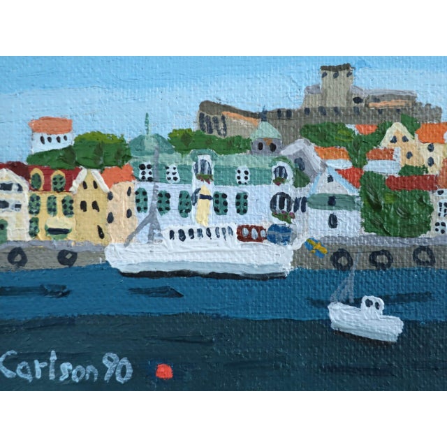 1988-1992 'Set of 4 Paintings' Vintage Original Naïve Style Small Original Landscape Oil Paintings, Framed For Sale - Image 9 of 11