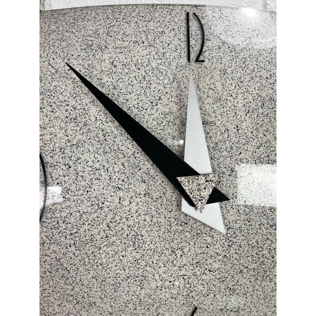 Postmodern Art Deco Faux Granite Wall Clock With Geometric Hands, Emperor 1980s For Sale - Image 4 of 9