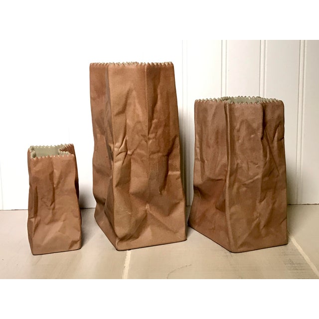 1970s Rosenthal Studio Line Tapio Wirkkala Brown Paper Bag Vase Set