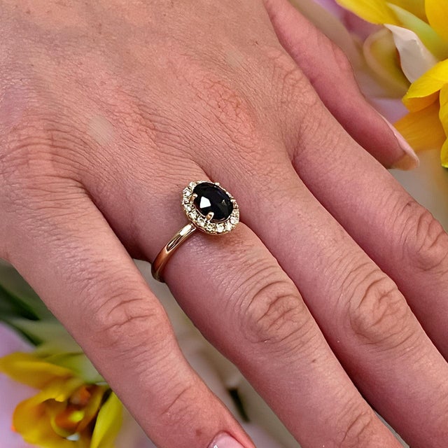 Natural Sapphire Diamond Ring Size 6.5 14k Y Gold 2.84 TCW Certified For Sale In New York - Image 6 of 8