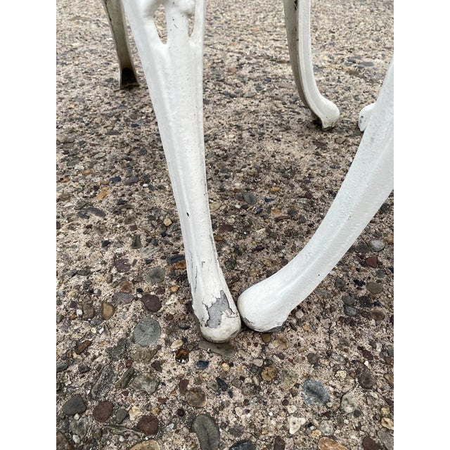 White Victorian Style Rose Pattern Cast Aluminum Garden Patio Outdoor Bistro Chairs For Sale - Image 8 of 11