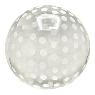 Vintage Tiffany & Co Frosted Polka Dot Crystal Sphere Paperweight For Sale