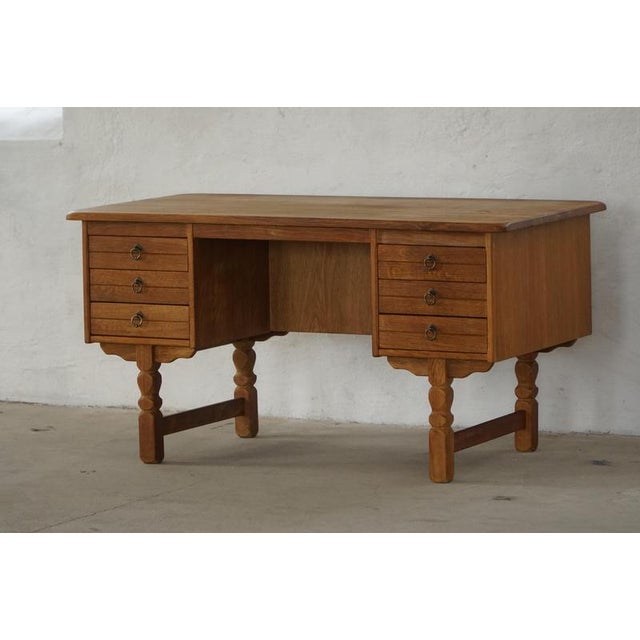 Mid-Century Modern Danish Freestanding Desk in Oak attributed to Henning Kjærnulf, 1950s For Sale - Image 9 of 18
