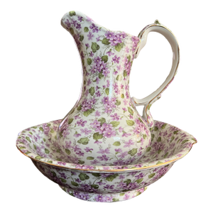 Vintage Chintz Patterned Pitcher and Basin Set