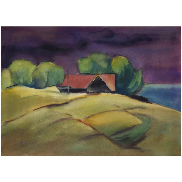 Fritz Kohlstädt, Gehöft auf Bornholm, 1990, Watercolor For Sale