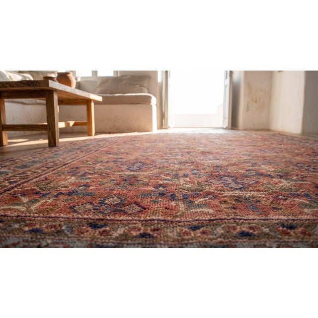 1900s Pink Raspebery Geometric Antique s.w. Persian Afshar Rug 4'2" X 6' Handknotted Wool Carpet For Sale In New York - Image 6 of 8