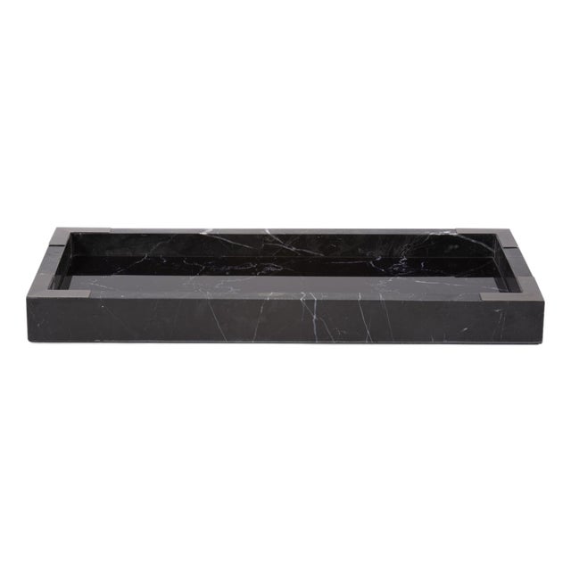 Black Mirrored Marble Tray For Sale