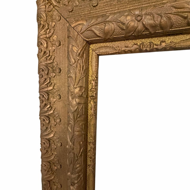 Antique Handmade Wood and Gesso Frame With Ornate Trailing Flowers Design For Sale - Image 12 of 12