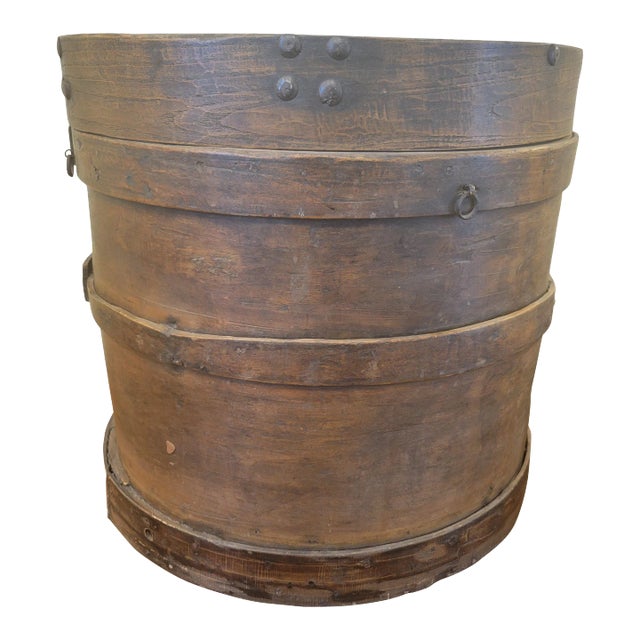 Rustic Antique Round Chinese Bent Wood Food Drum/Side Table For Sale