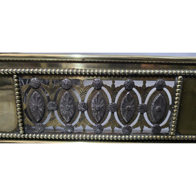 Large Georgian Brass and Cut Steel Fender For Sale - Image 9 of 11