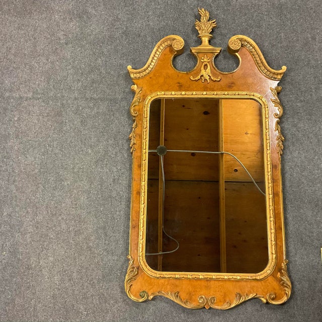 We are pleased to present this stunning Burl Wood and Hand Carved Gilt Wood Large Scale Wall Mirror. Crafted in Italy,...