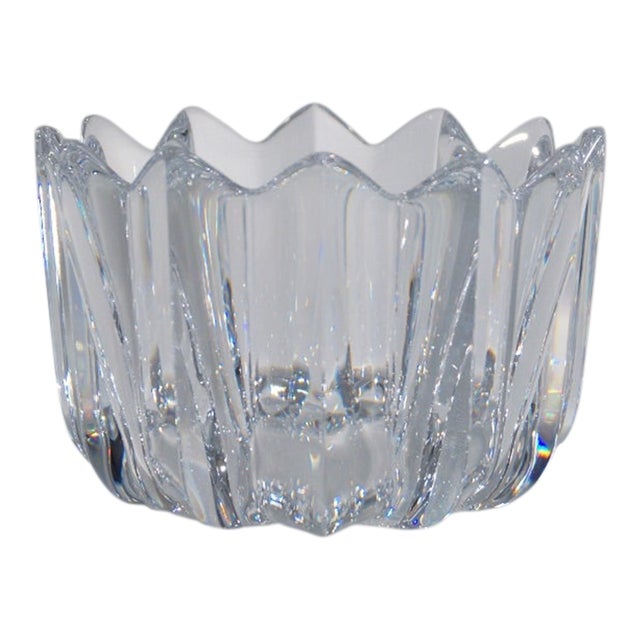 1980's Swedish Brutalist Vintage Orrefors Crystal Fleur Bowl by Jan Johansson, Signed For Sale