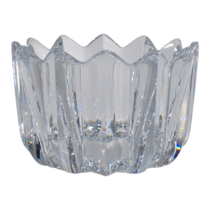 1980's Swedish Brutalist Vintage Orrefors Crystal Fleur Bowl by Jan Johansson, Signed