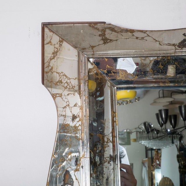 Glass Beveled surround antique gold vein mirror For Sale - Image 7 of 8