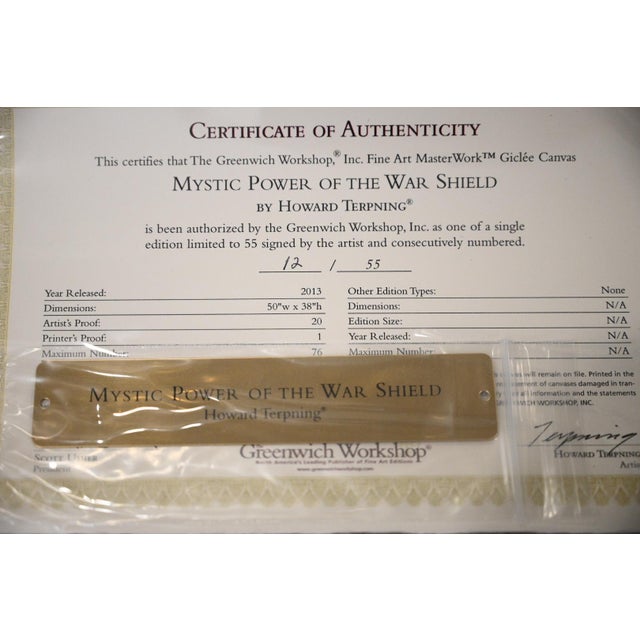 Howard Terpning “Mystic Power of the War Shield” Signed Limited Edition MasterWork Giclée Canvas, 12/55 For Sale - Image 9 of 10