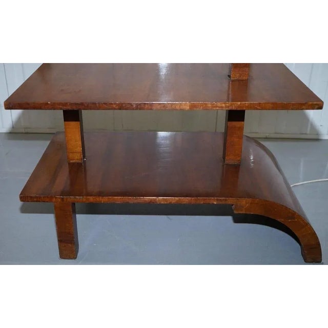 Large Art Deco Walnut Side Table with Built in Height Adjustable Light For Sale - Image 4 of 9