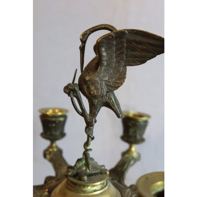 Metal Bronze Candelabra in the Style of Barbedienne, Set of 2 For Sale - Image 7 of 10