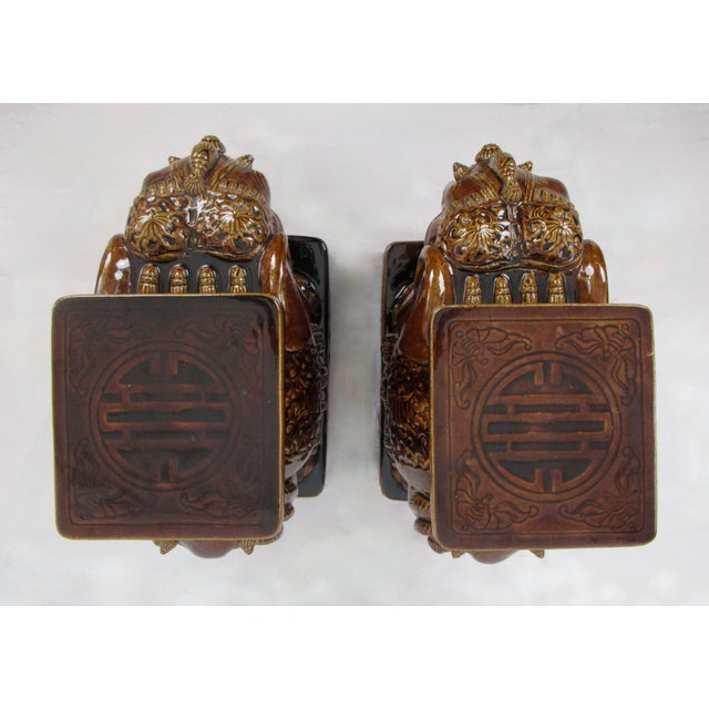 C .1960-69 South Vietnam, Porcelain Ceramic Brown Glazed Elephant Garden Stand Stools, and/or Drinks Table -Pair For Sale - Image 15 of 18
