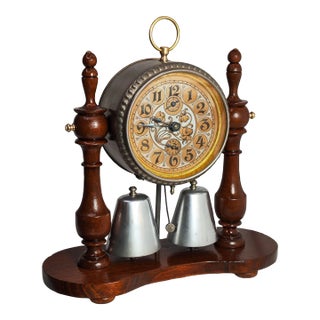 1903 Antique German Alarm Desk Clock by Gebrüder Junghans For Sale