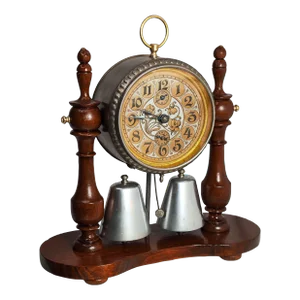 1903 Antique German Alarm Desk Clock by Gebrüder Junghans