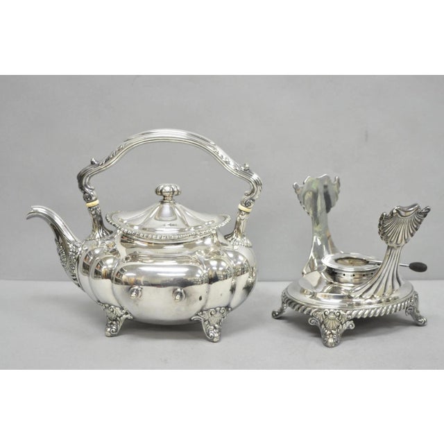 Antique Victorian Silver Plated Gorham 01180 Tilting Teapot Coffee Pot on Stand For Sale - Image 15 of 18