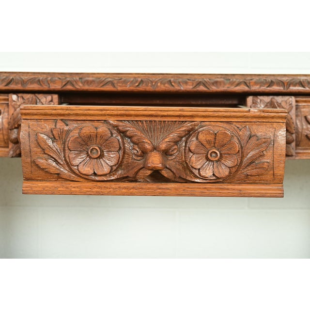Wood R. J. Horner Style Renaissance Revival Carved Oak Sideboard or Bar Cabinet, Circa 1890s For Sale - Image 7 of 17