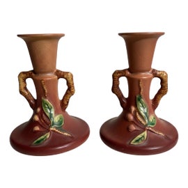 Example of Roseville Pottery Candlestick Holders and Votive Holders