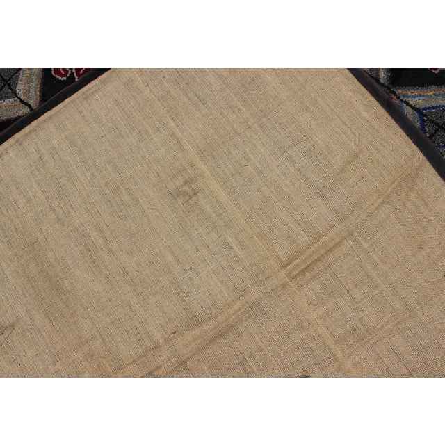 Antique American Hooked Rug With Diamond Patchwork Geometric Leaf Design 9'2"x12'1" For Sale - Image 10 of 10