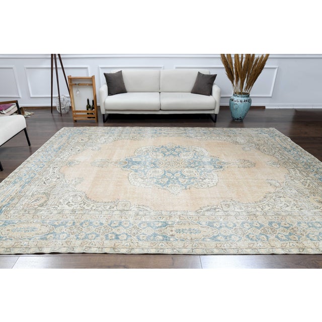 1970s Vintage Persian Handmade Wool Cotton Orange Area Rug For Sale - Image 9 of 11