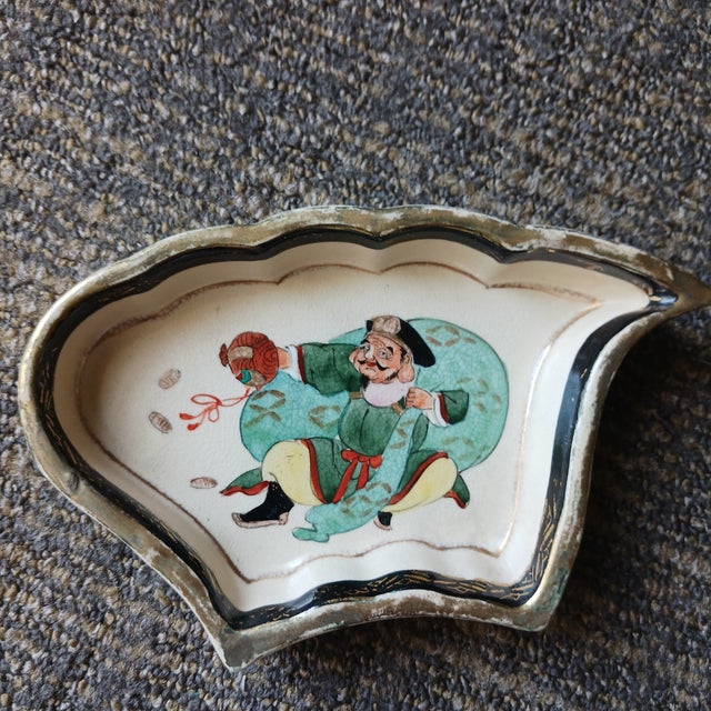 White 1940s Japanese Immortals Relish or Condiment Tray For Sale - Image 8 of 12