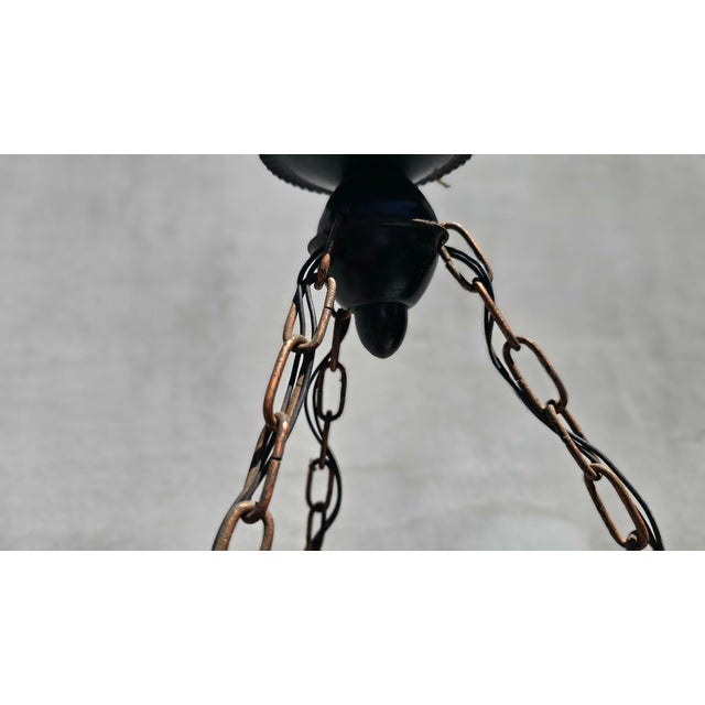 Yellow Vintage Glass and Metal Chandelier, 1960s For Sale - Image 8 of 13
